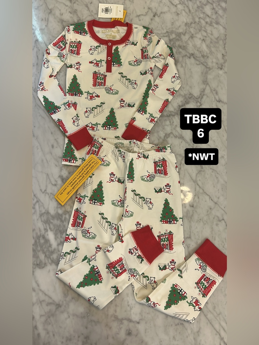 Holiday Print Kids Pajama Set - Red & Green